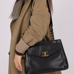 Chanel Caviar 24K GP Pocket Turnlock Tote - FashioNica
