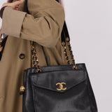 Chanel Caviar 24K GP Pocket Turnlock Tote - FashioNica