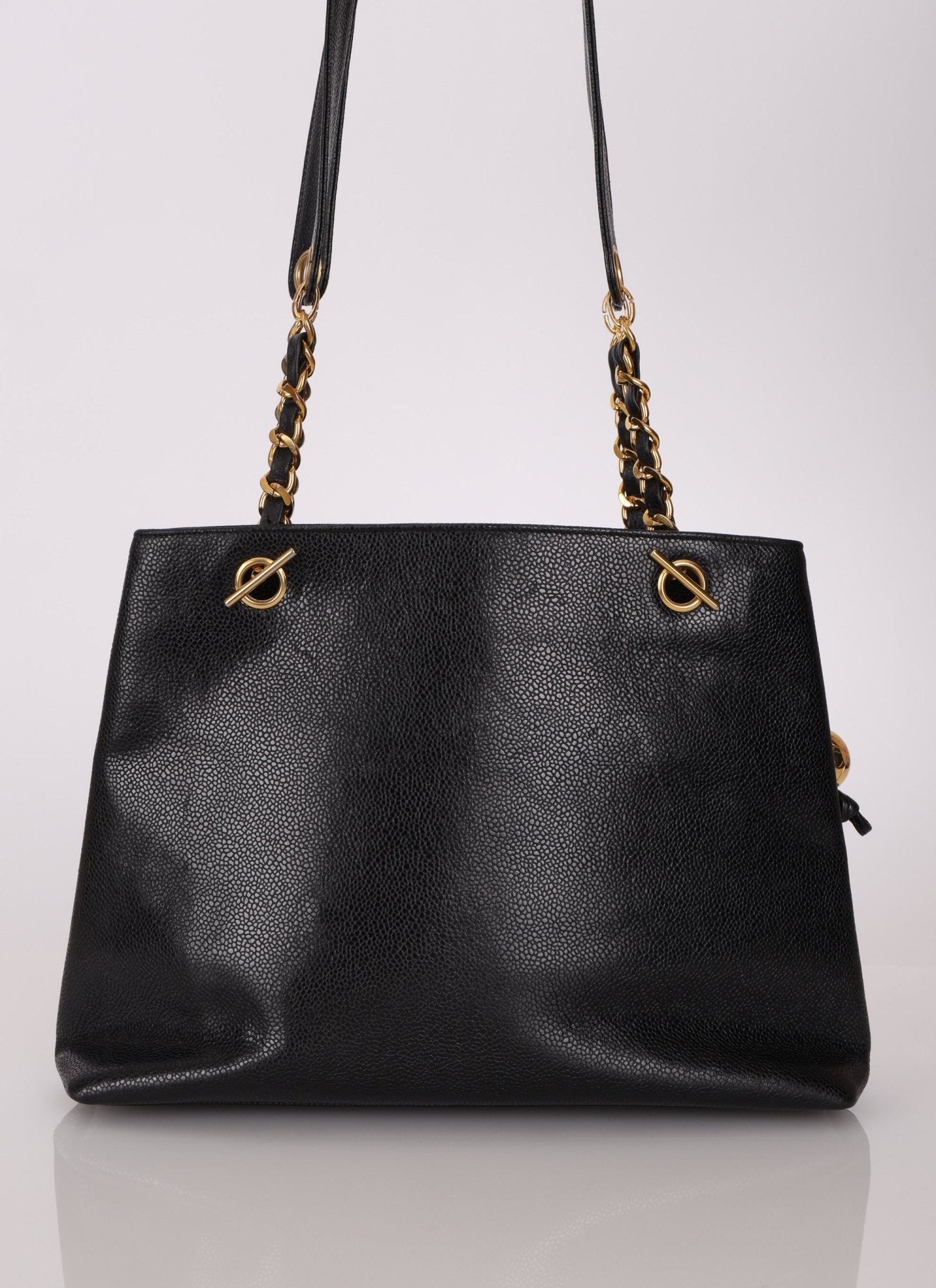 Chanel Caviar 24K GP Pocket Turnlock Tote - FashioNica