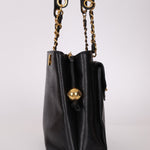 Chanel Caviar 24K GP Pocket Turnlock Tote - FashioNica