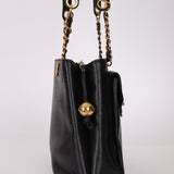 Chanel Caviar 24K GP Pocket Turnlock Tote - FashioNica