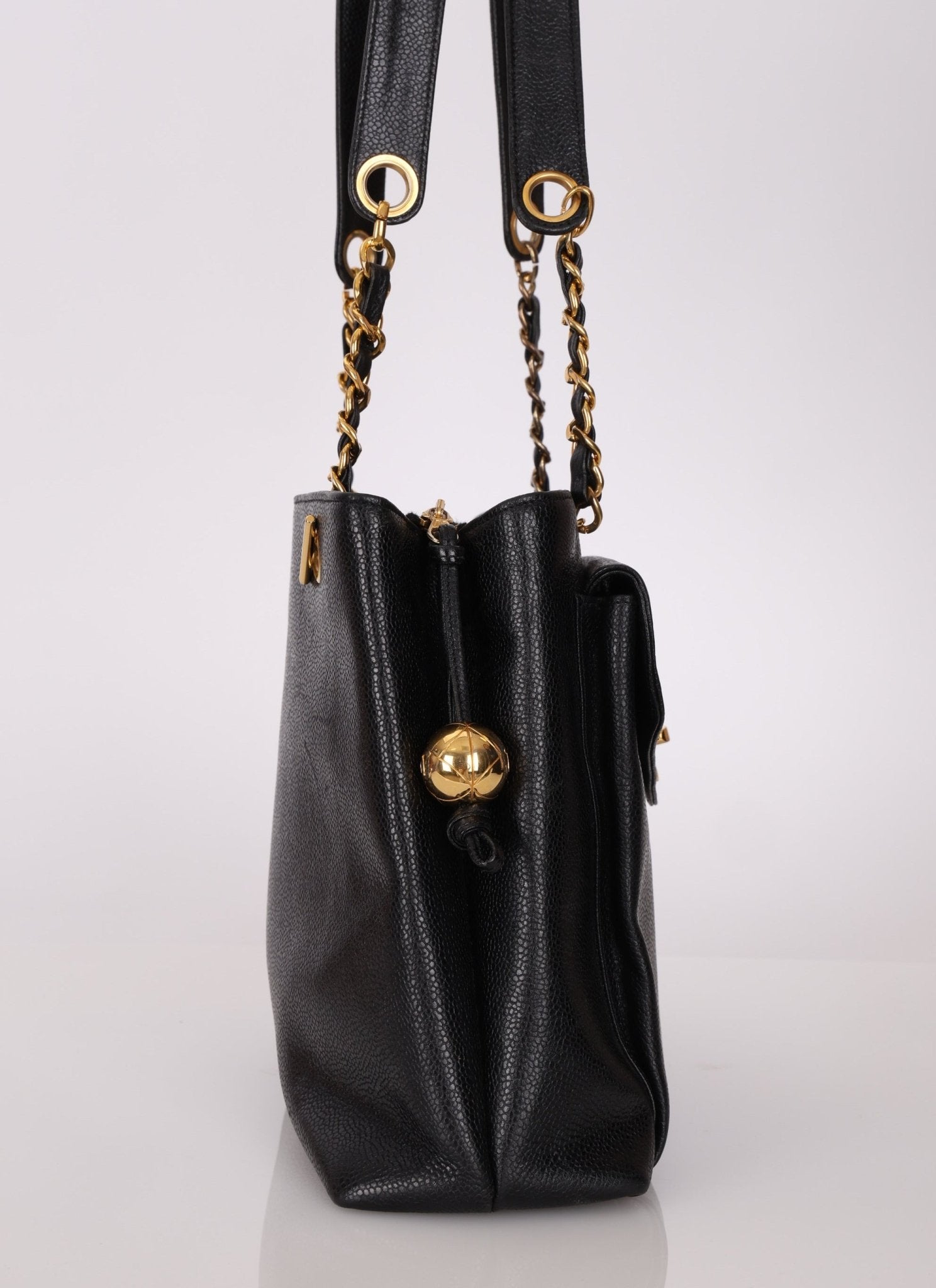 Chanel Caviar 24K GP Pocket Turnlock Tote - FashioNica