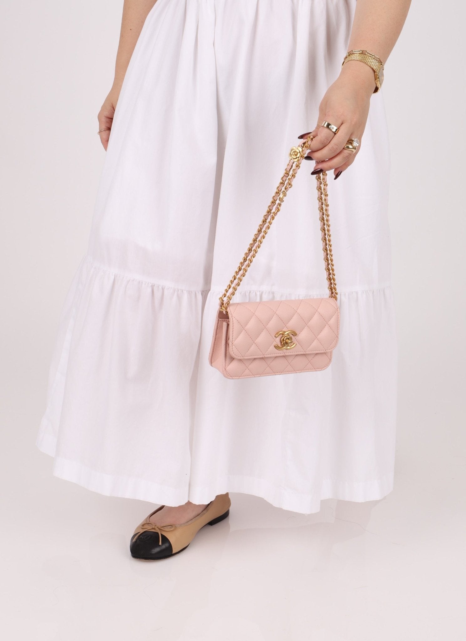 Chanel Caviar Camellia Mini Flap Bag - FashioNica