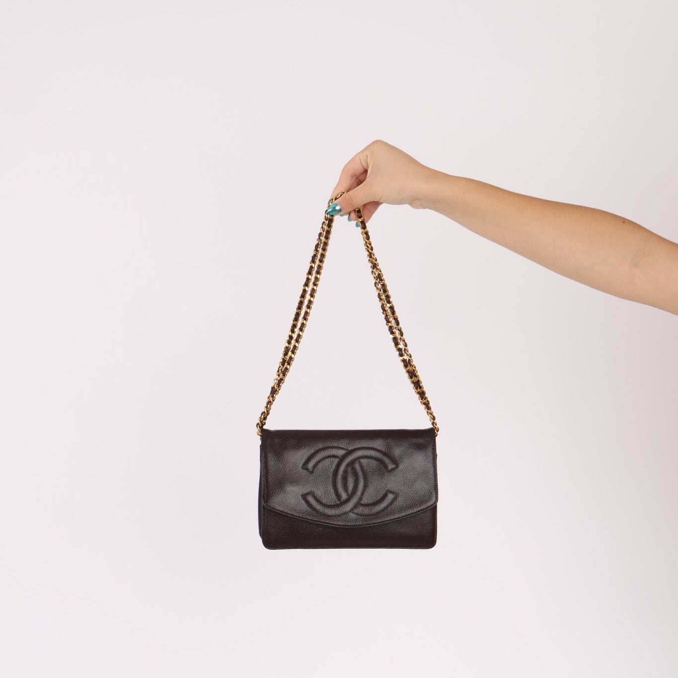 Chanel Caviar Chocolate Timeless Wallet on Chain - FashioNica