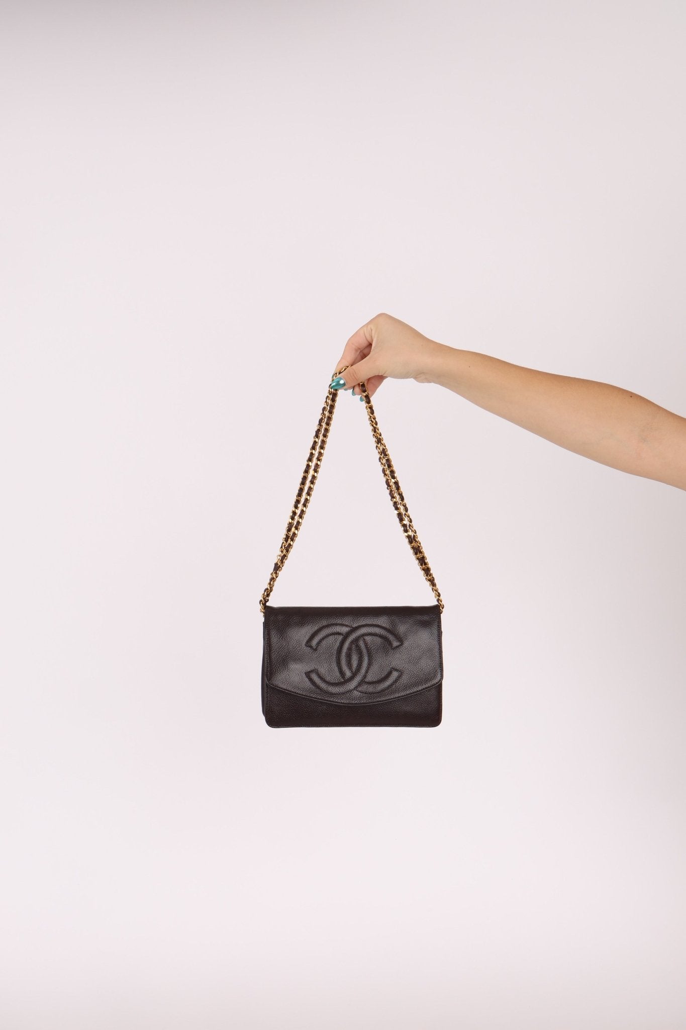 Chanel Caviar Chocolate Timeless Wallet on Chain - FashioNica