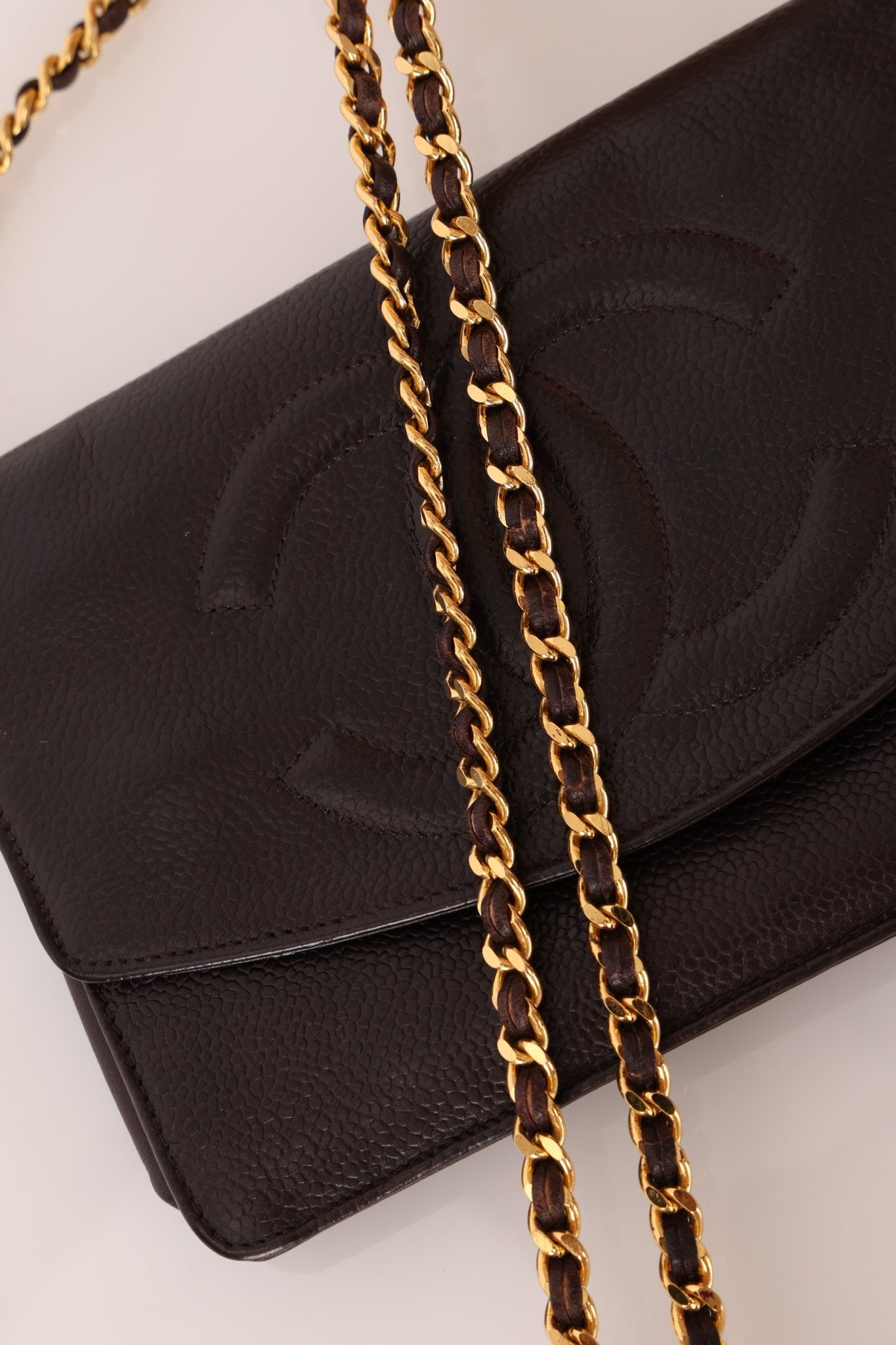 Chanel Caviar Chocolate Timeless Wallet on Chain - FashioNica