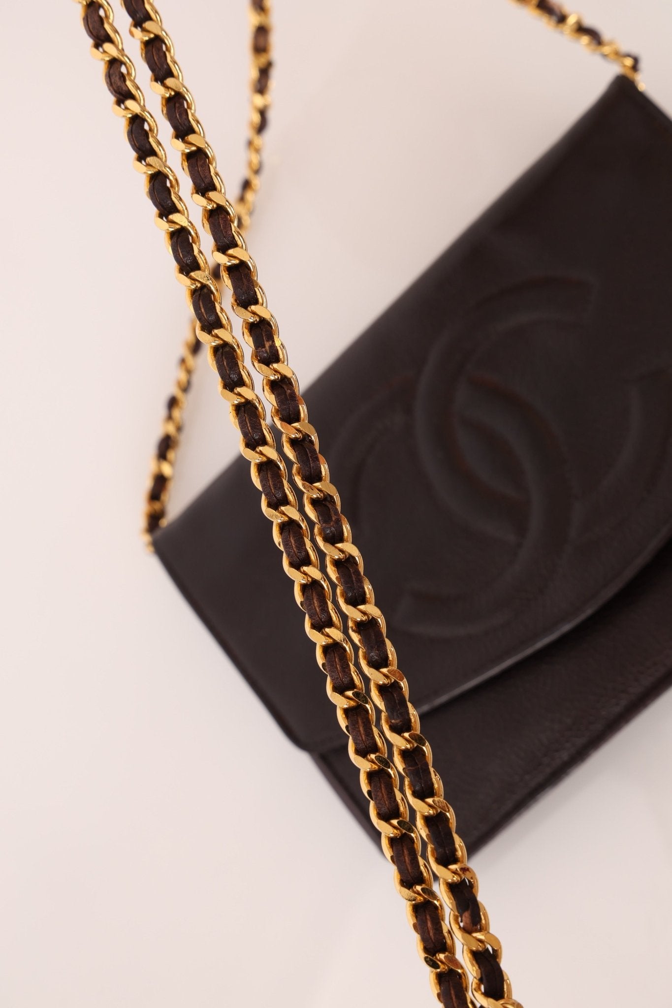 Chanel Caviar Chocolate Timeless Wallet on Chain - FashioNica