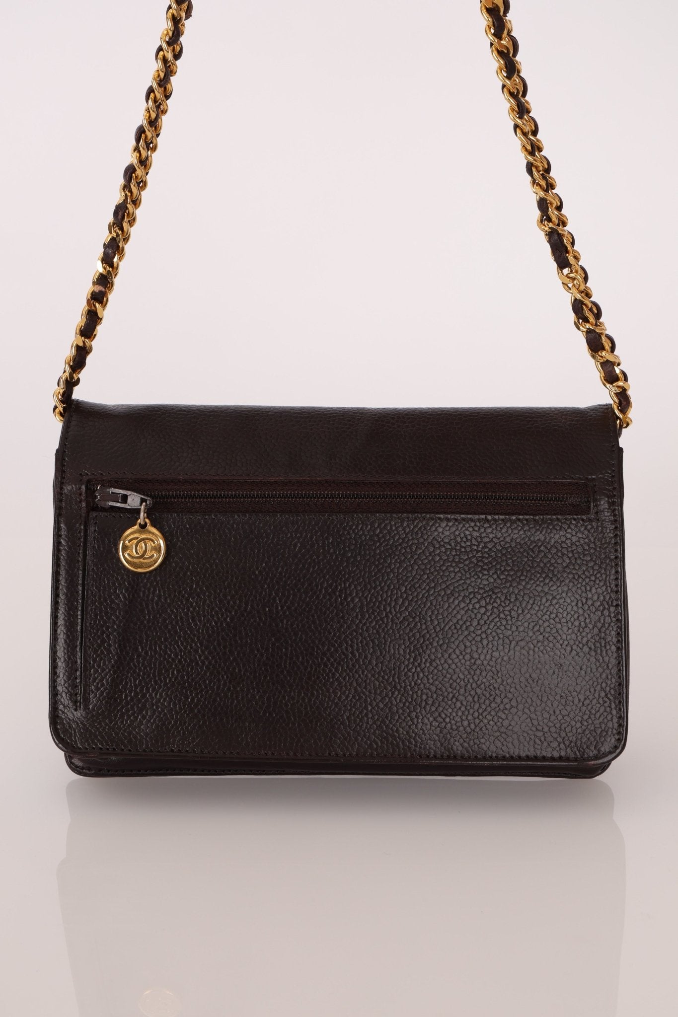 Chanel Caviar Chocolate Timeless Wallet on Chain - FashioNica