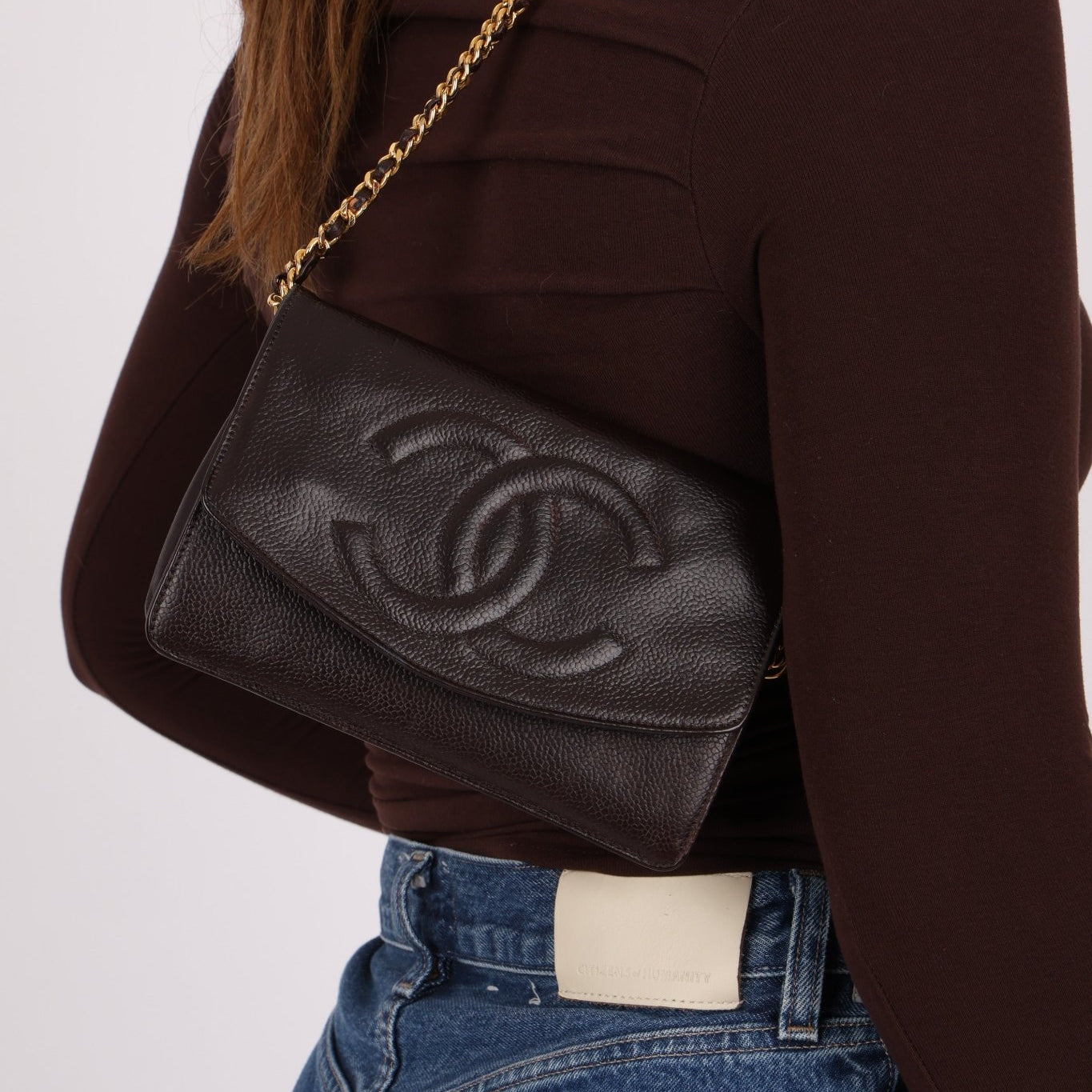 Chanel Caviar Chocolate Timeless Wallet on Chain - FashioNica