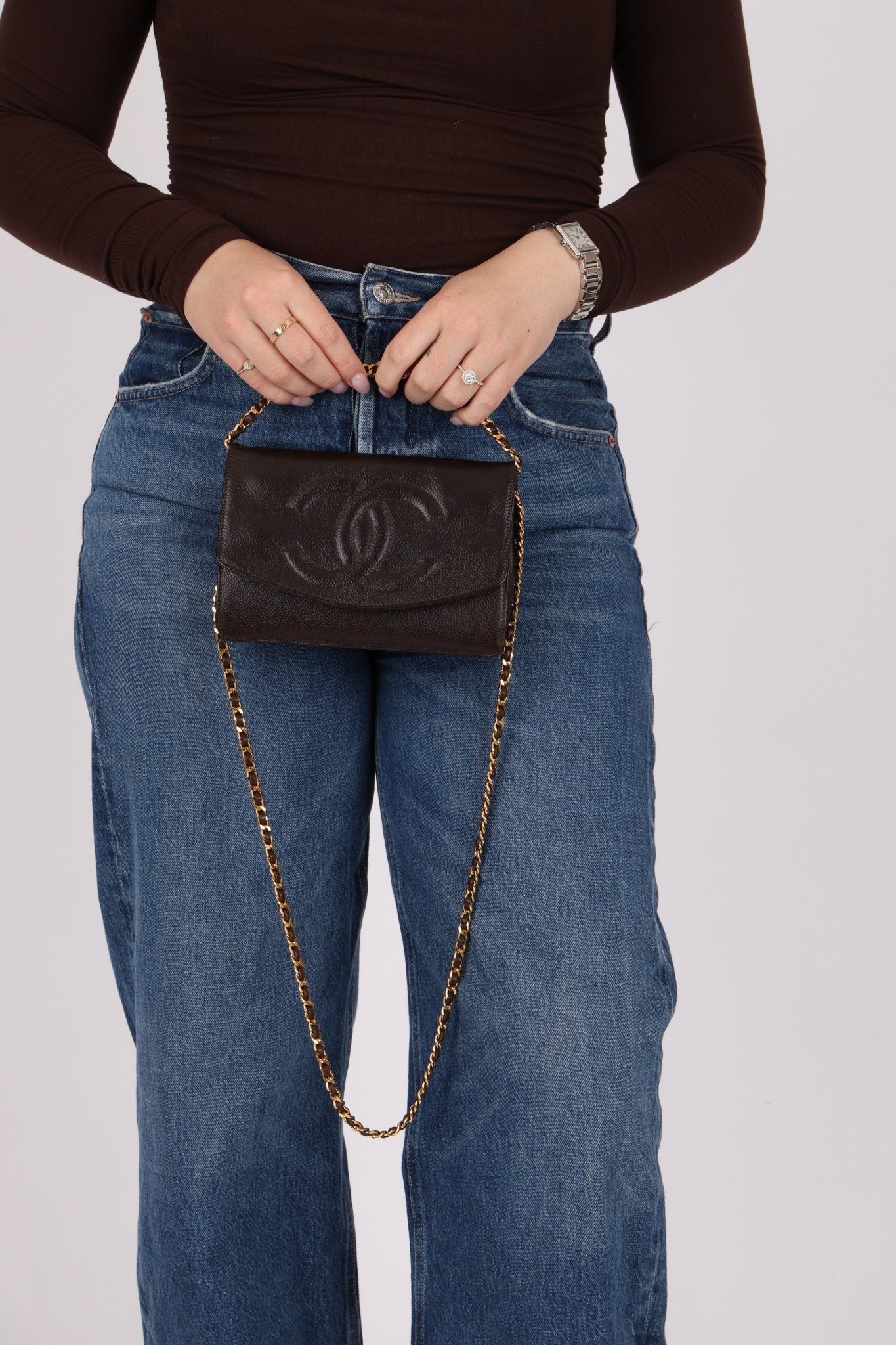 Chanel Caviar Chocolate Timeless Wallet on Chain - FashioNica