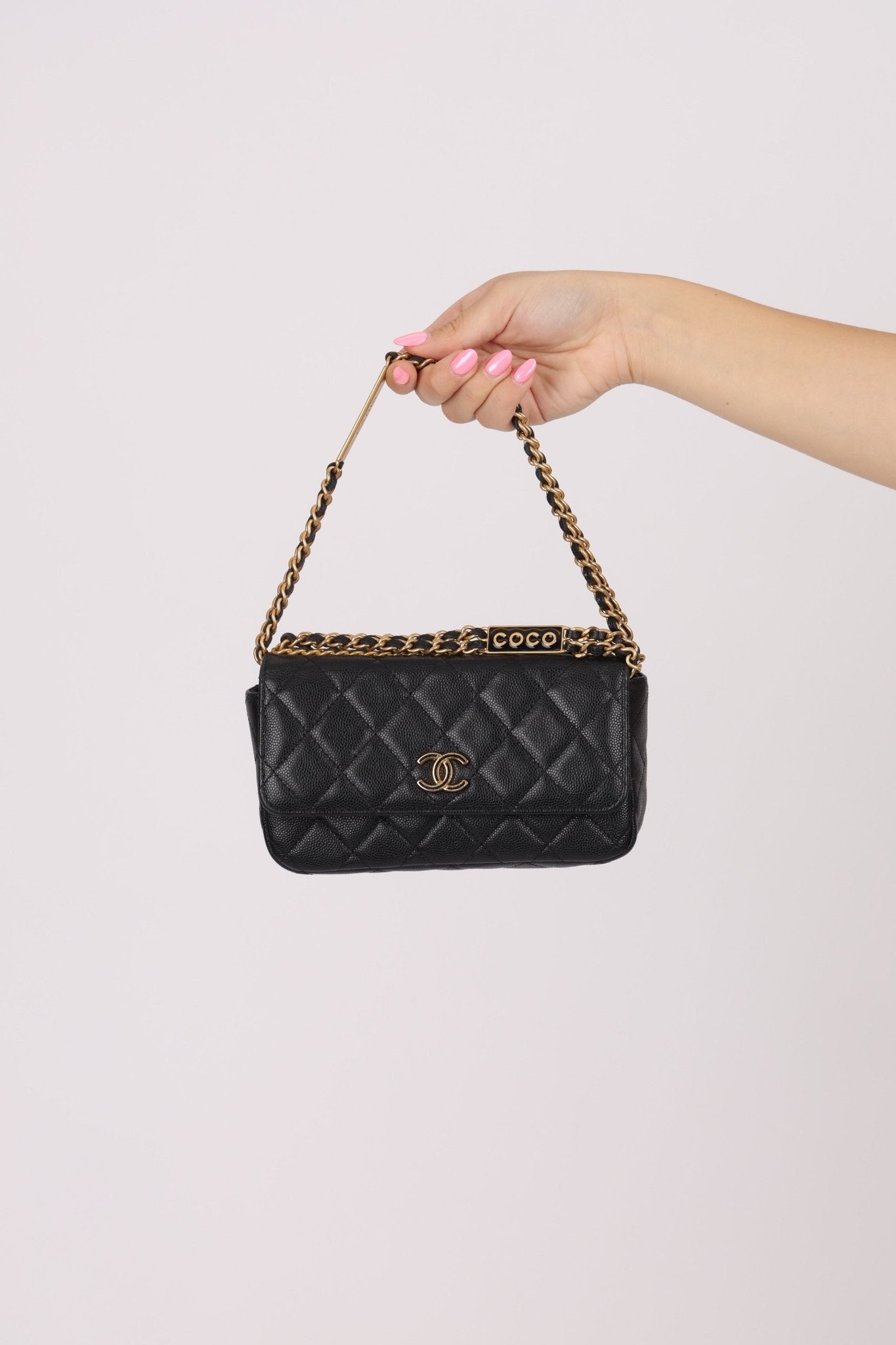 Chanel Caviar Coco Enamel Mini Rectangle Flap - FashioNica