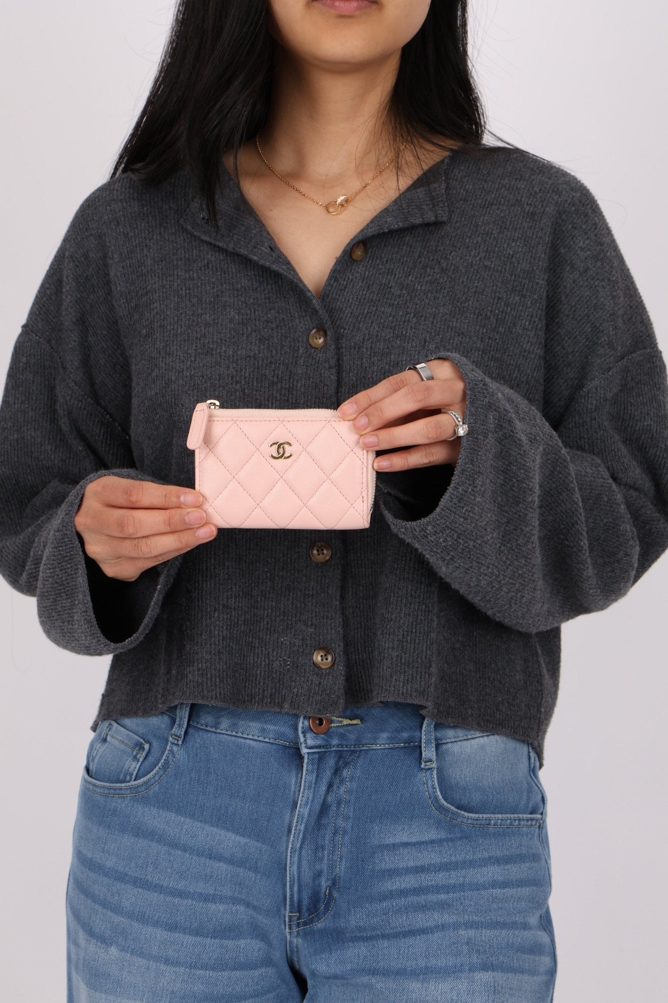 Chanel Caviar Zip Card Holder Key Pouch - FashioNica