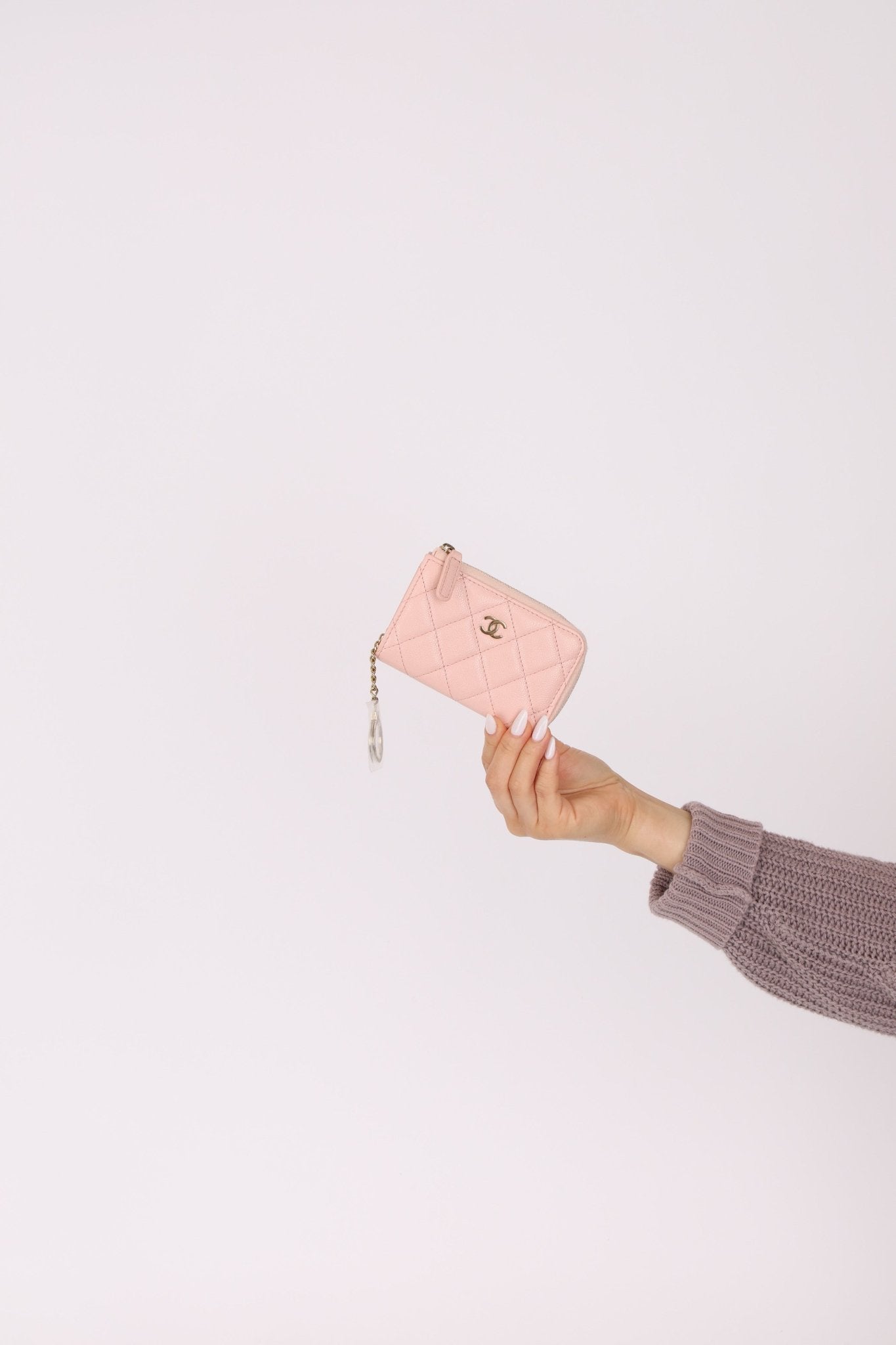 Chanel Caviar Zip Card Holder Key Pouch - FashioNica