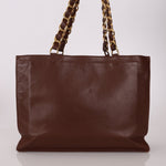 Chanel Chocolate Calfskin 24K GP Chunky Chain Tote - FashioNica