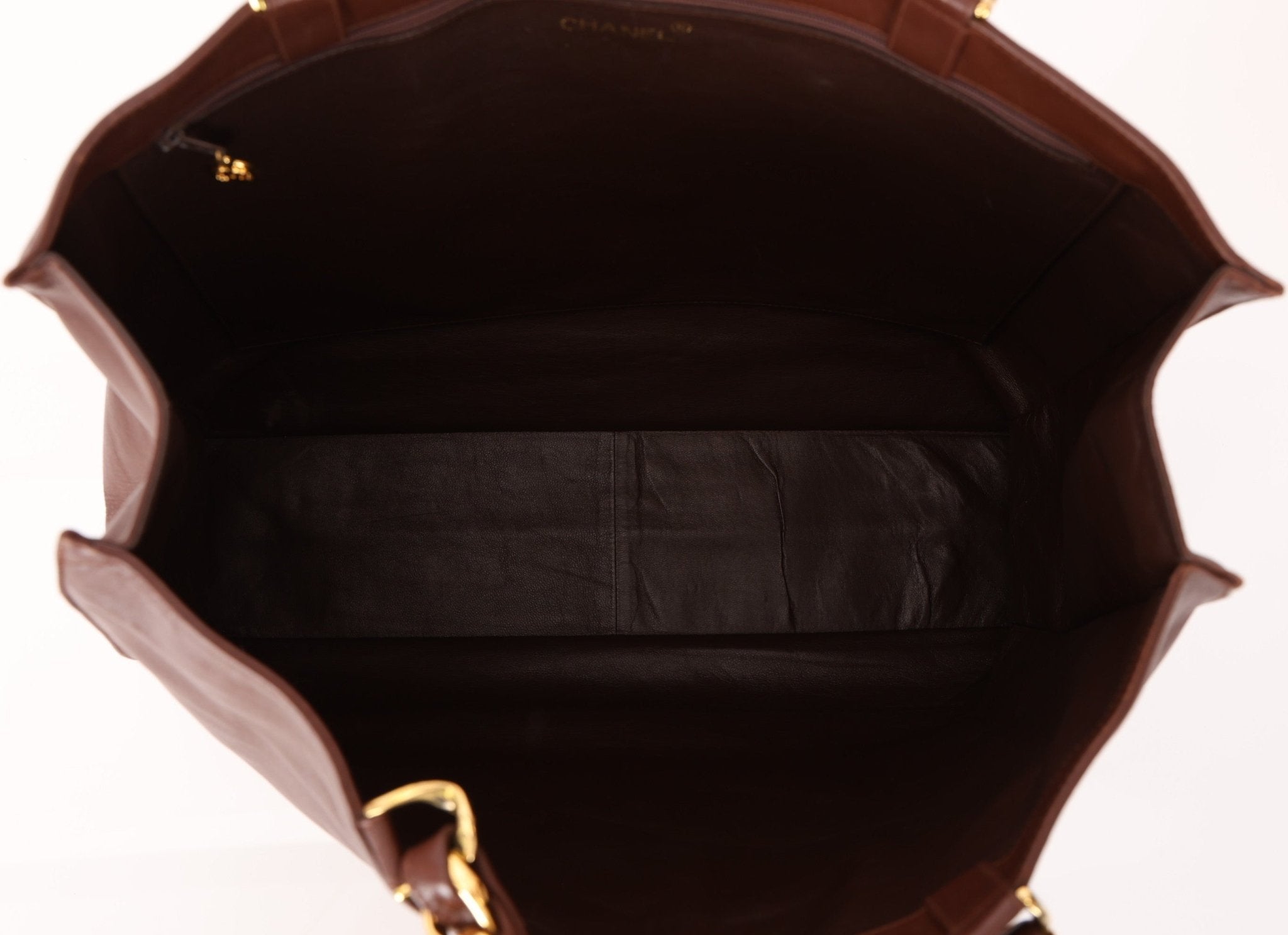 Chanel Chocolate Calfskin 24K GP Chunky Chain Tote - FashioNica