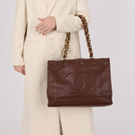 Chanel Chocolate Calfskin 24K GP Chunky Chain Tote - FashioNica
