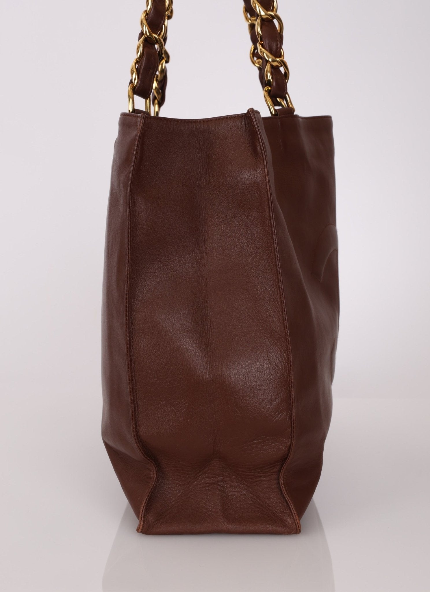 Chanel Chocolate Calfskin 24K GP Chunky Chain Tote - FashioNica