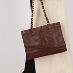 Chanel Chocolate Calfskin 24K GP Chunky Chain Tote - FashioNica