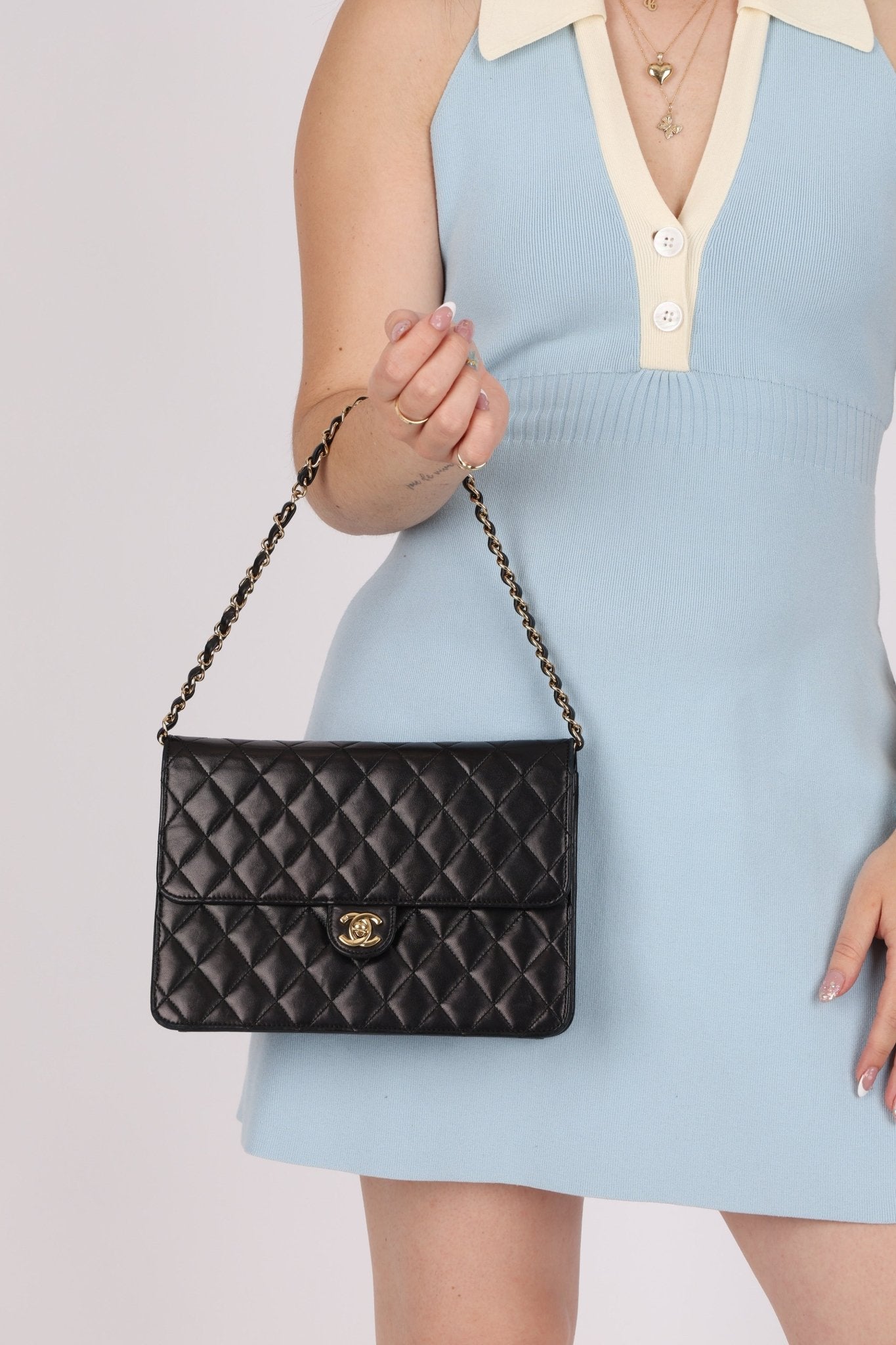 Chanel Lambskin Turnlock Single Half Flap 24K GP - FashioNica