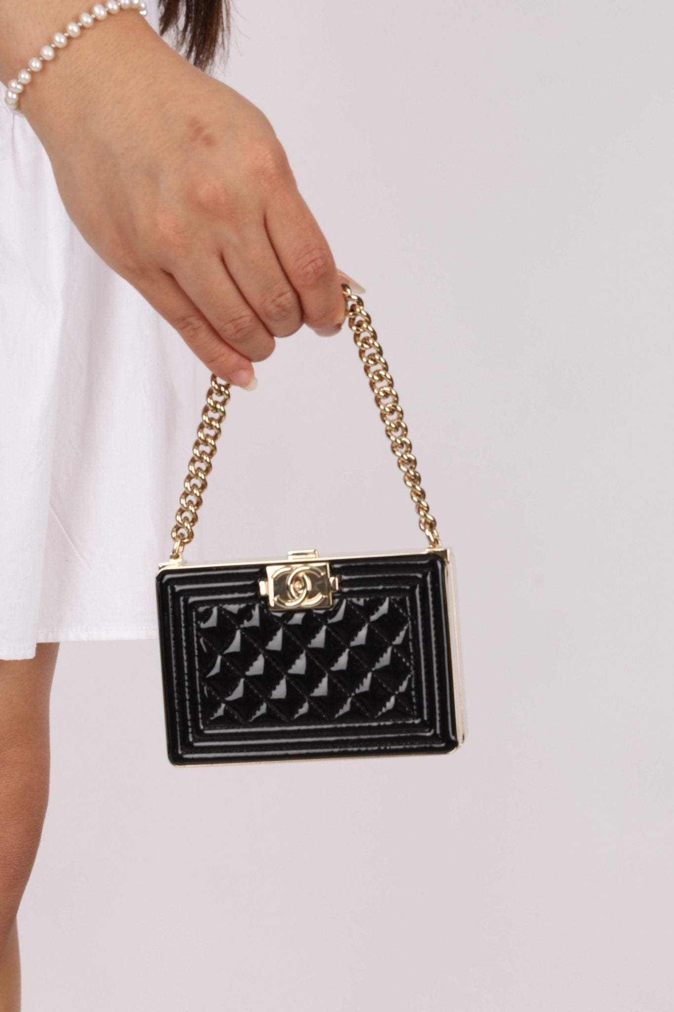 Chanel Patent Calfskin Boy Minaudière - FashioNica