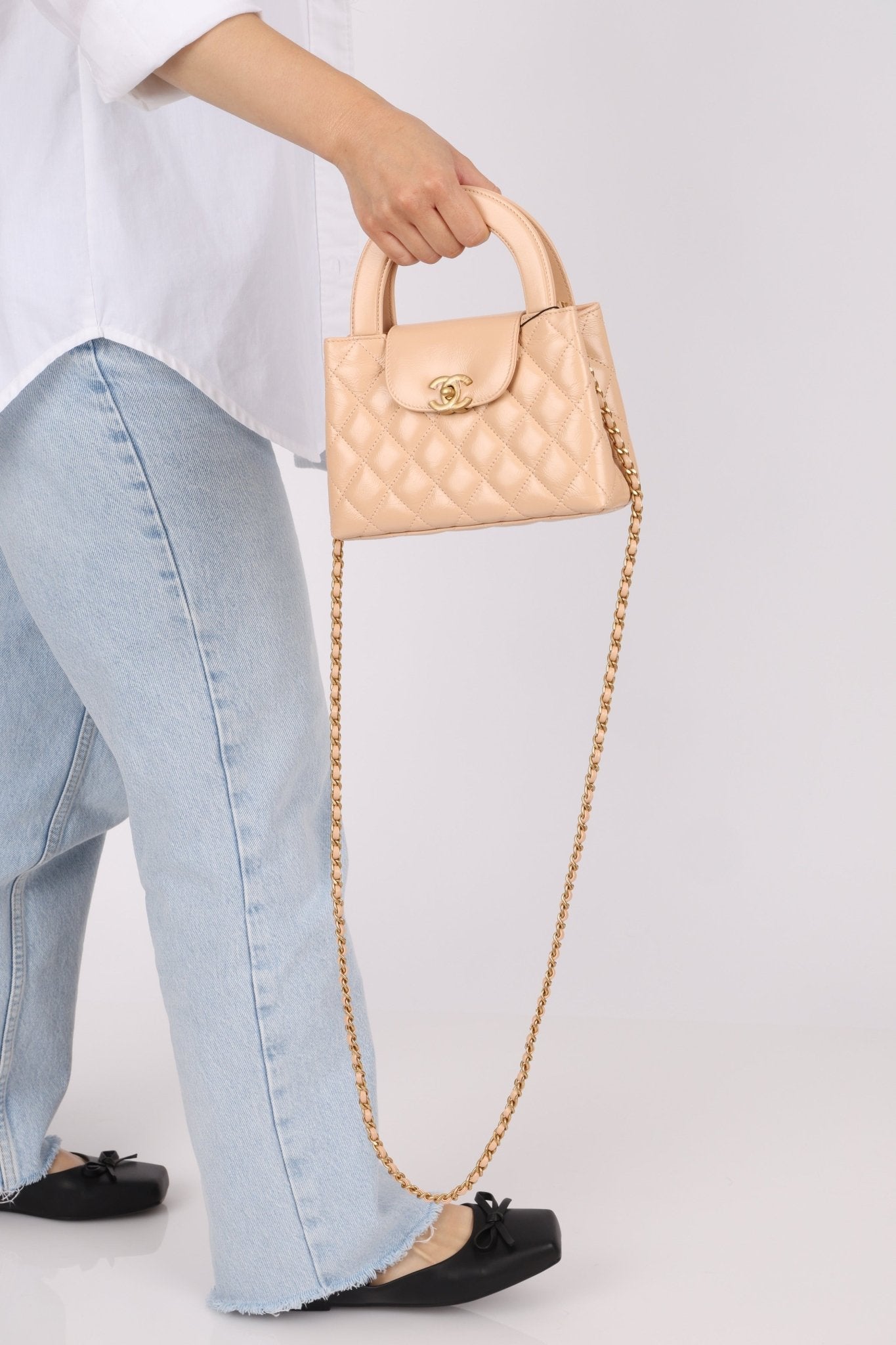 Chanel Quilted Aged Calfskin Beige Nano Kelly - FashioNica