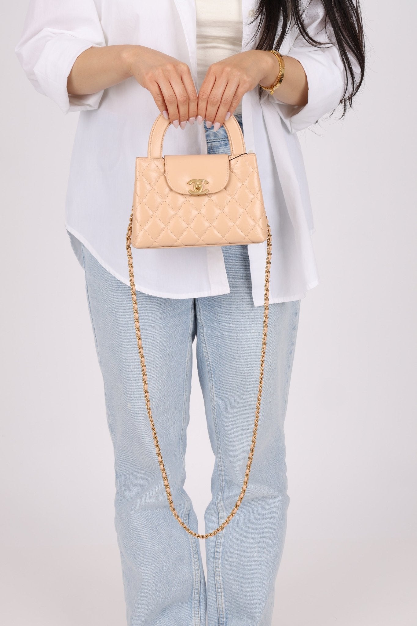 Chanel Quilted Aged Calfskin Beige Nano Kelly - FashioNica