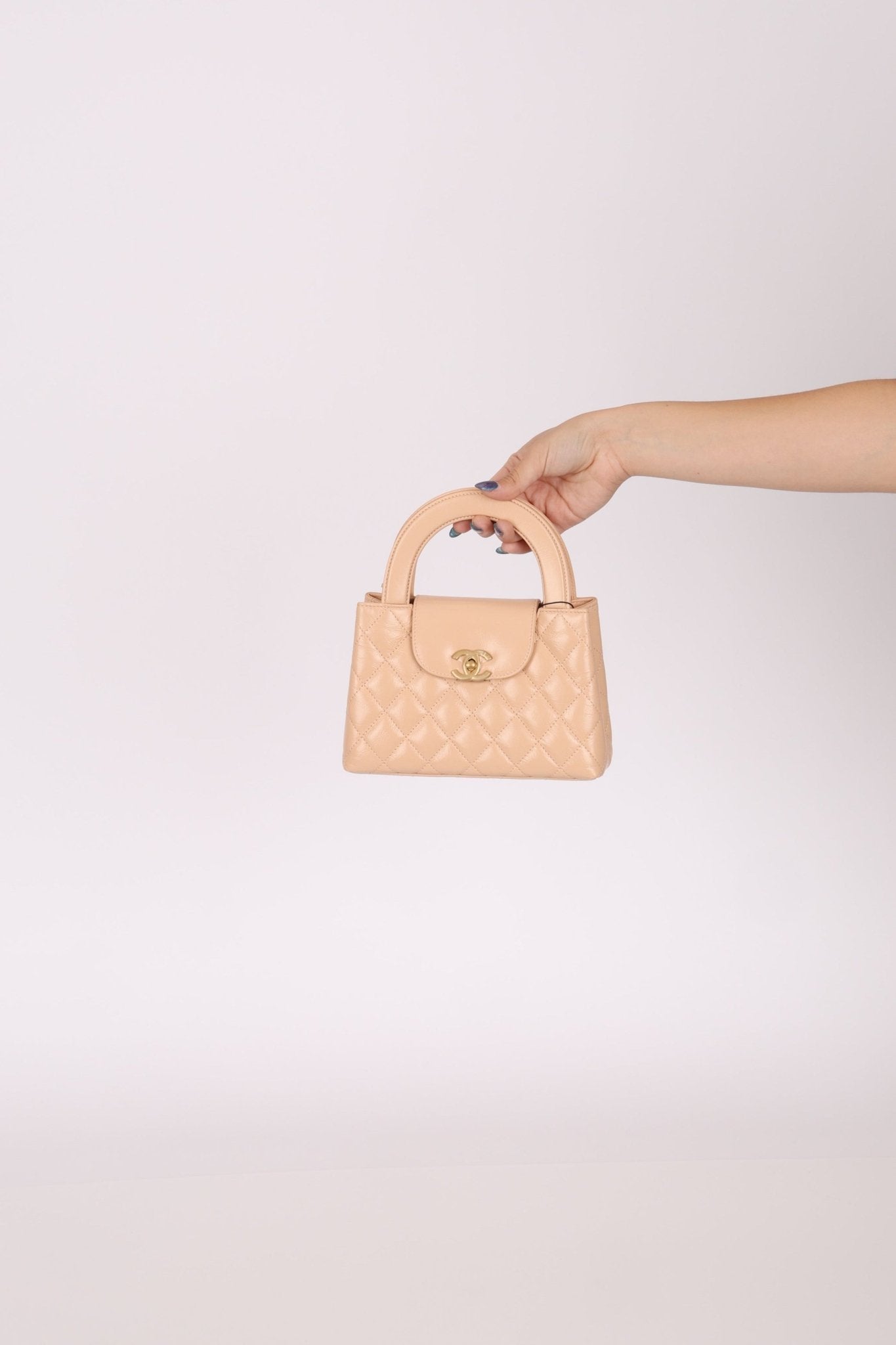 Chanel Quilted Aged Calfskin Beige Nano Kelly - FashioNica
