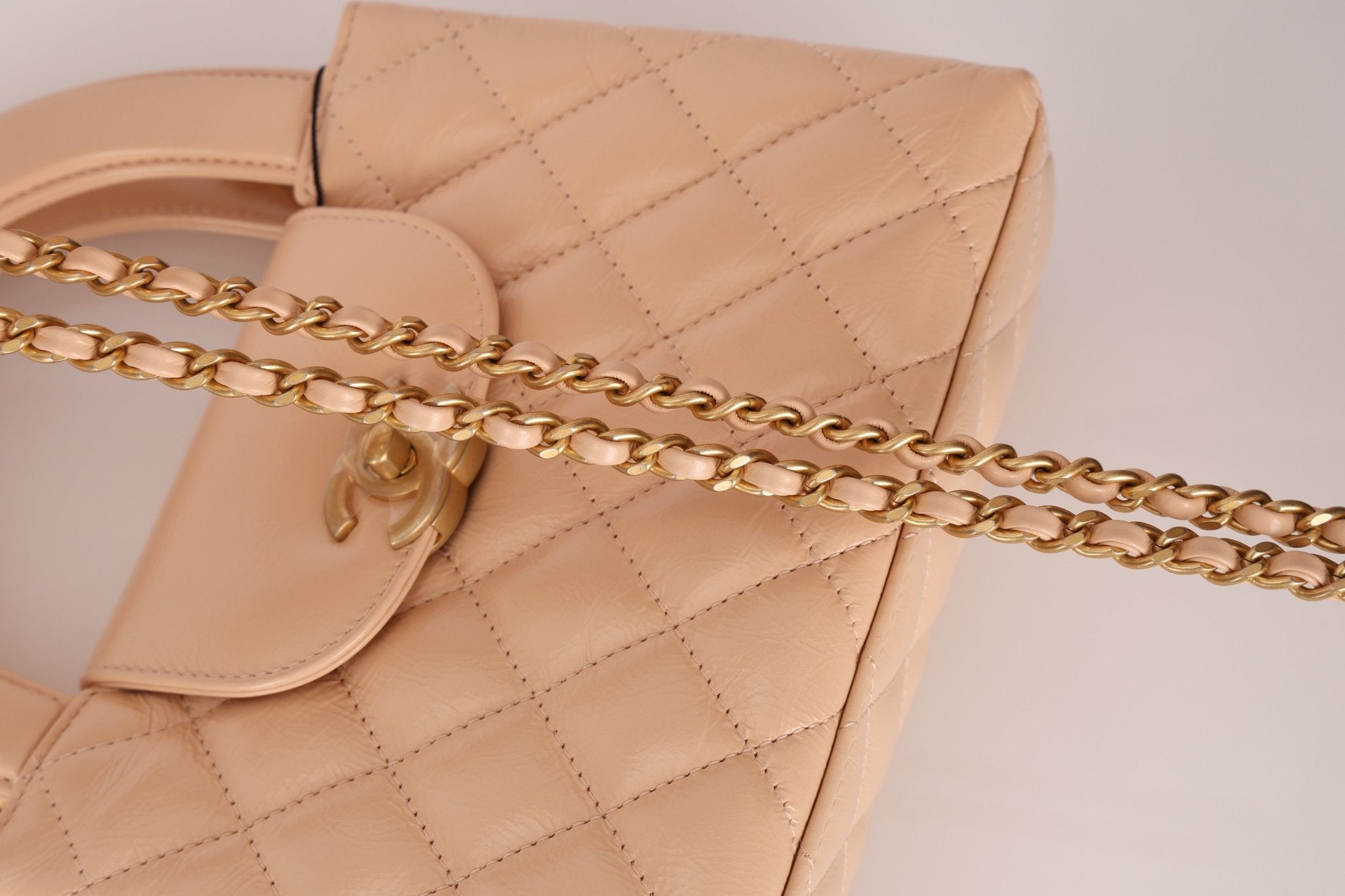 Chanel Quilted Aged Calfskin Beige Nano Kelly - FashioNica