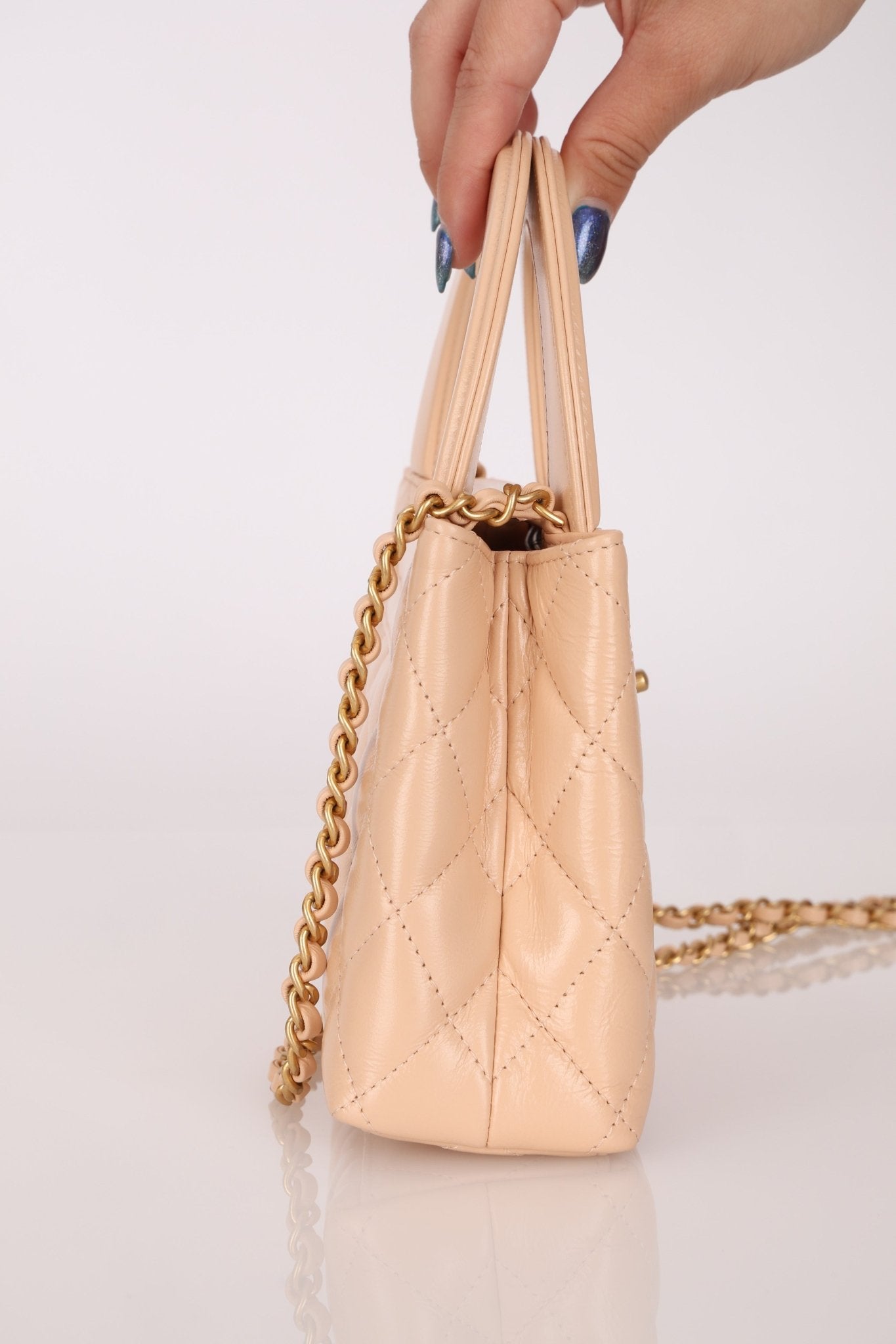 Chanel Quilted Aged Calfskin Beige Nano Kelly - FashioNica