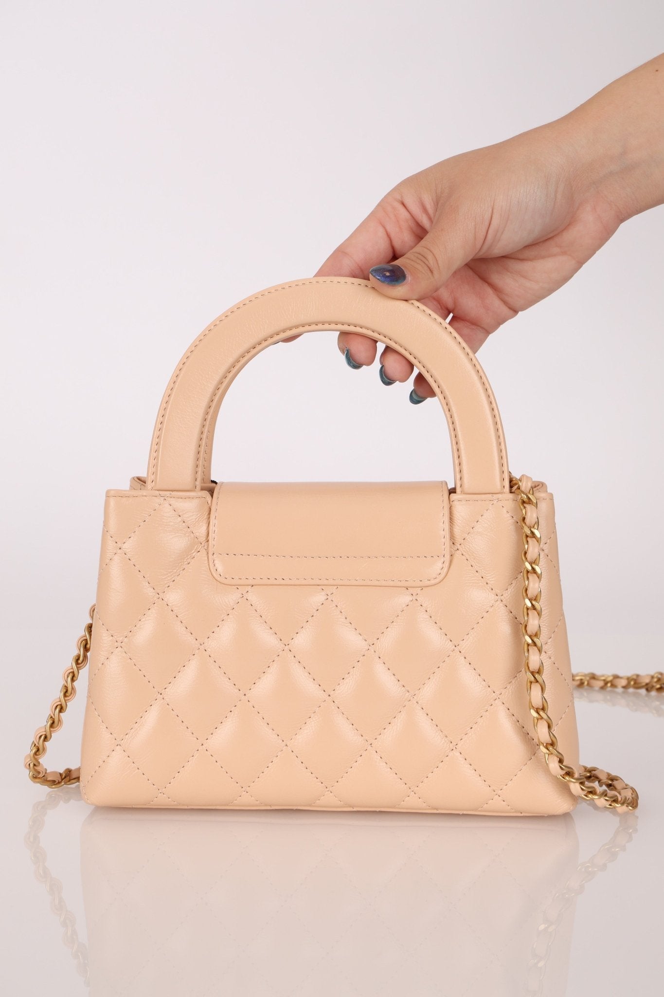 Chanel Quilted Aged Calfskin Beige Nano Kelly - FashioNica