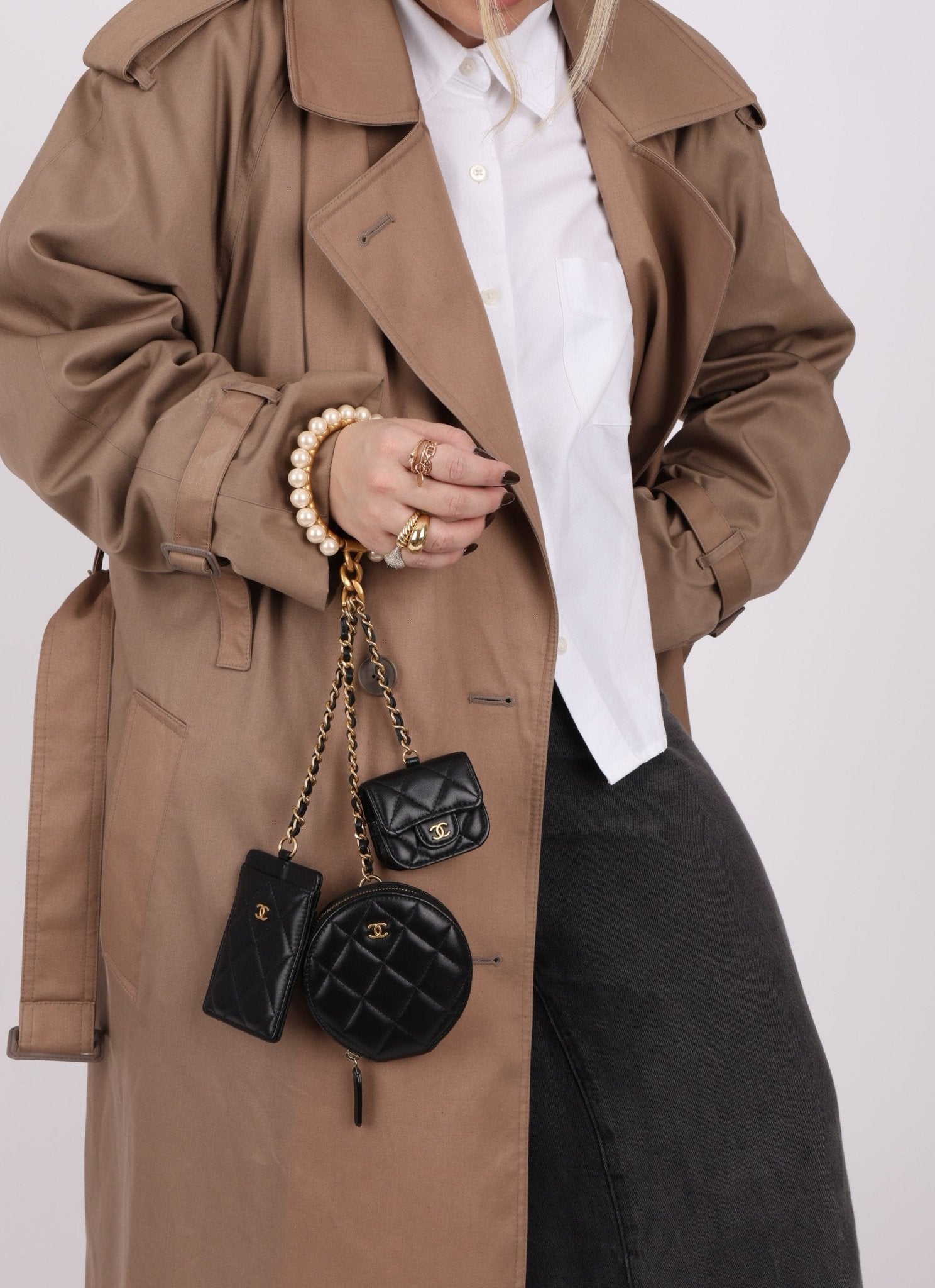 Chanel Runway Pearl Crown Trio Wristlet Multi Pouch - FashioNica