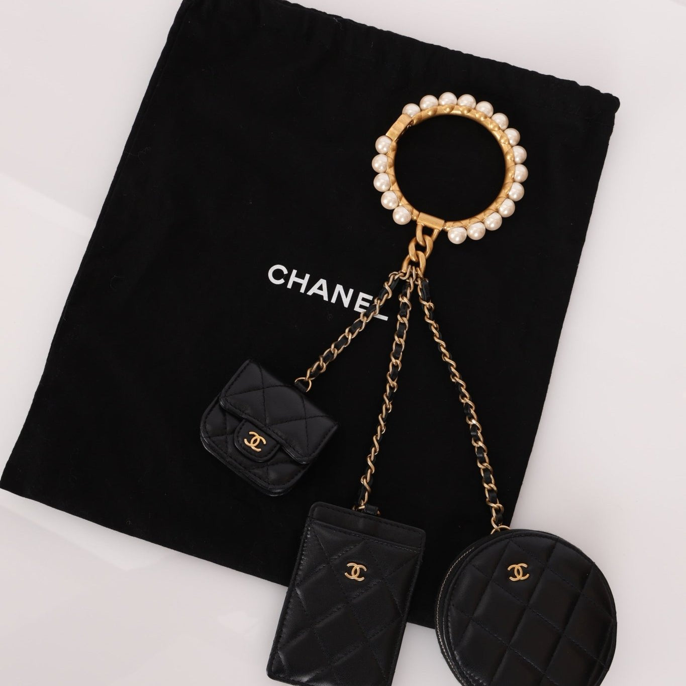 Chanel Runway Pearl Crown Trio Wristlet Multi Pouch - FashioNica