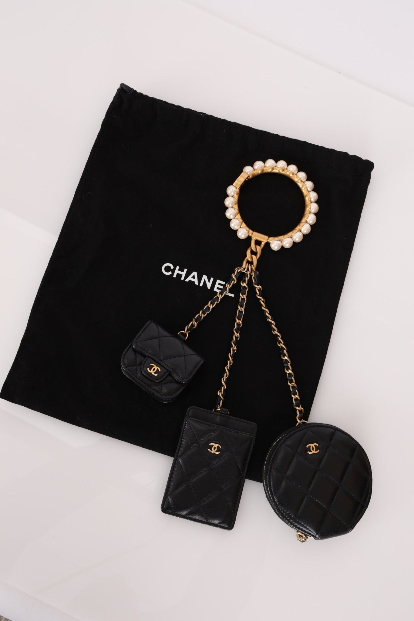 Chanel Runway Pearl Crown Trio Wristlet Multi Pouch - FashioNica