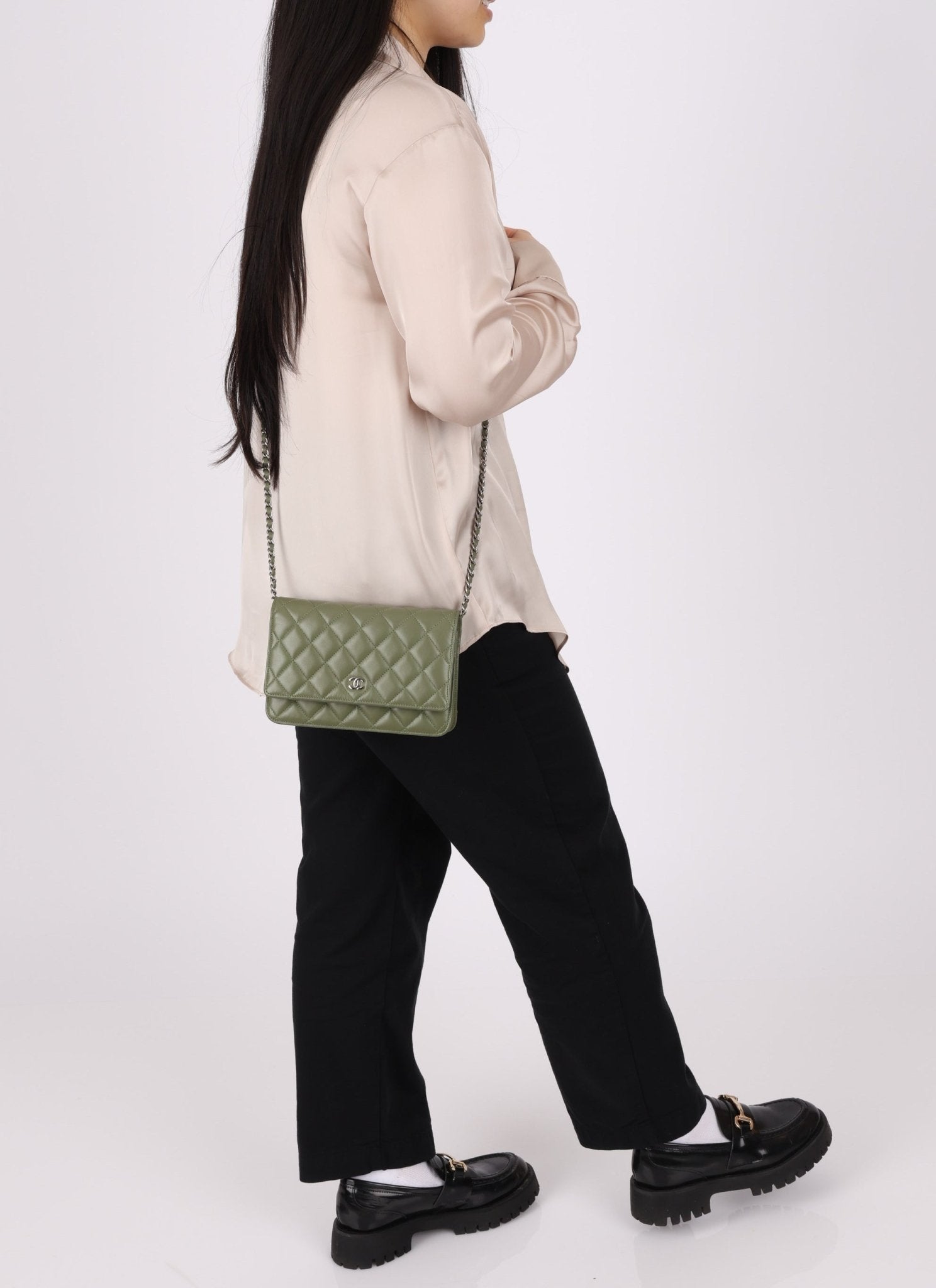 Chanel Sage Lambskin Wallet on Chain - FashioNica