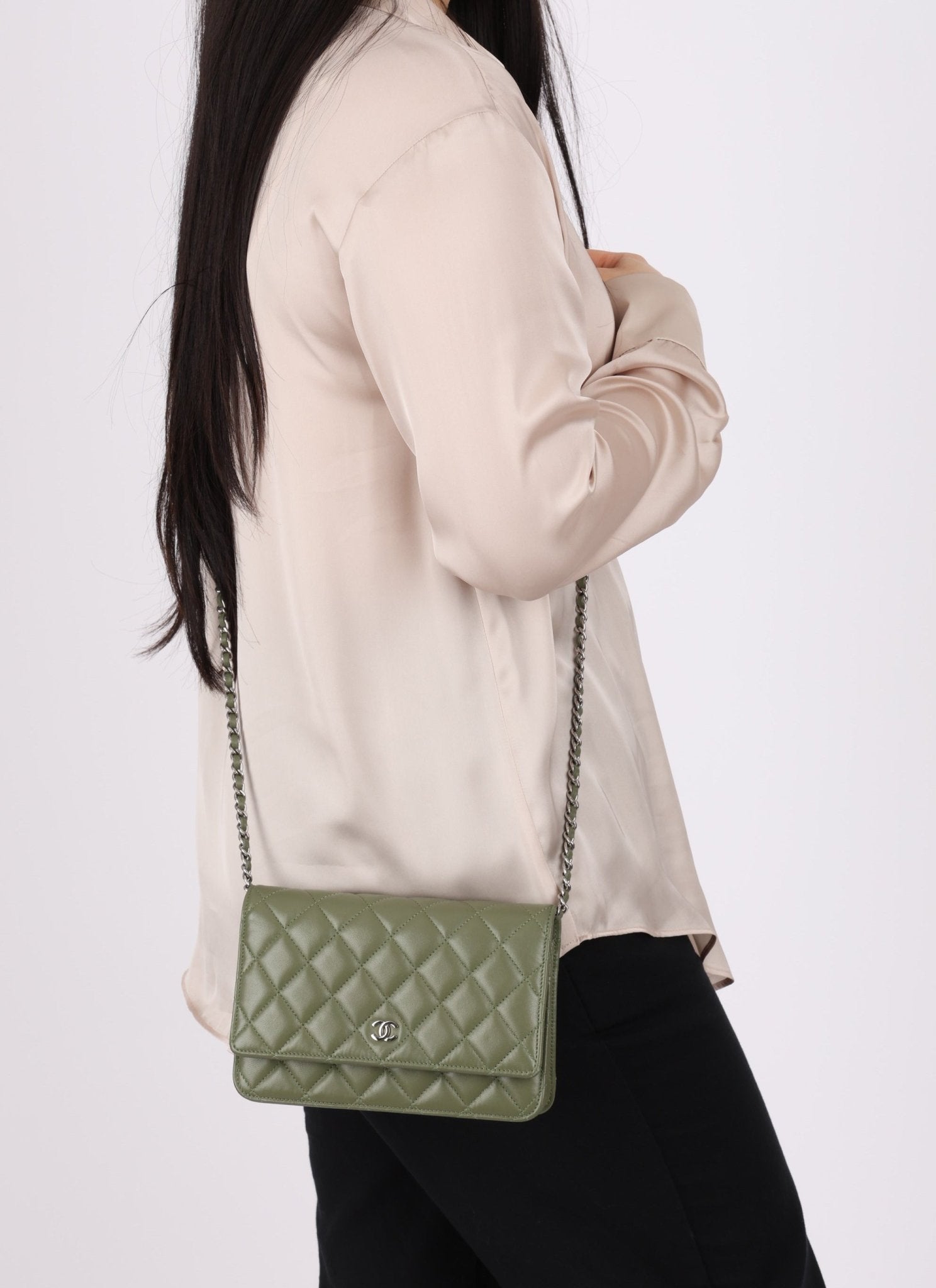 Chanel Sage Lambskin Wallet on Chain - FashioNica