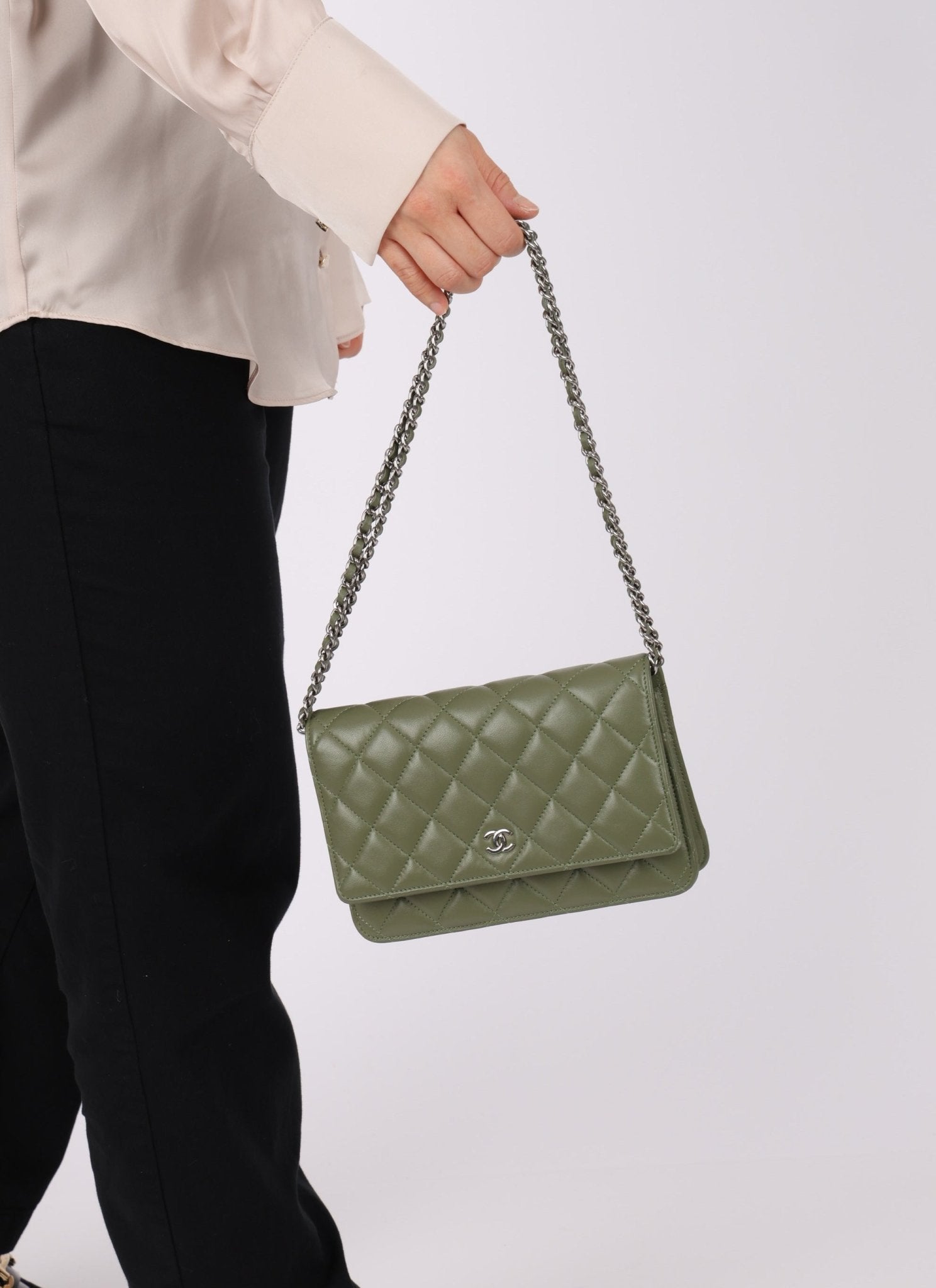 Chanel Sage Lambskin Wallet on Chain - FashioNica