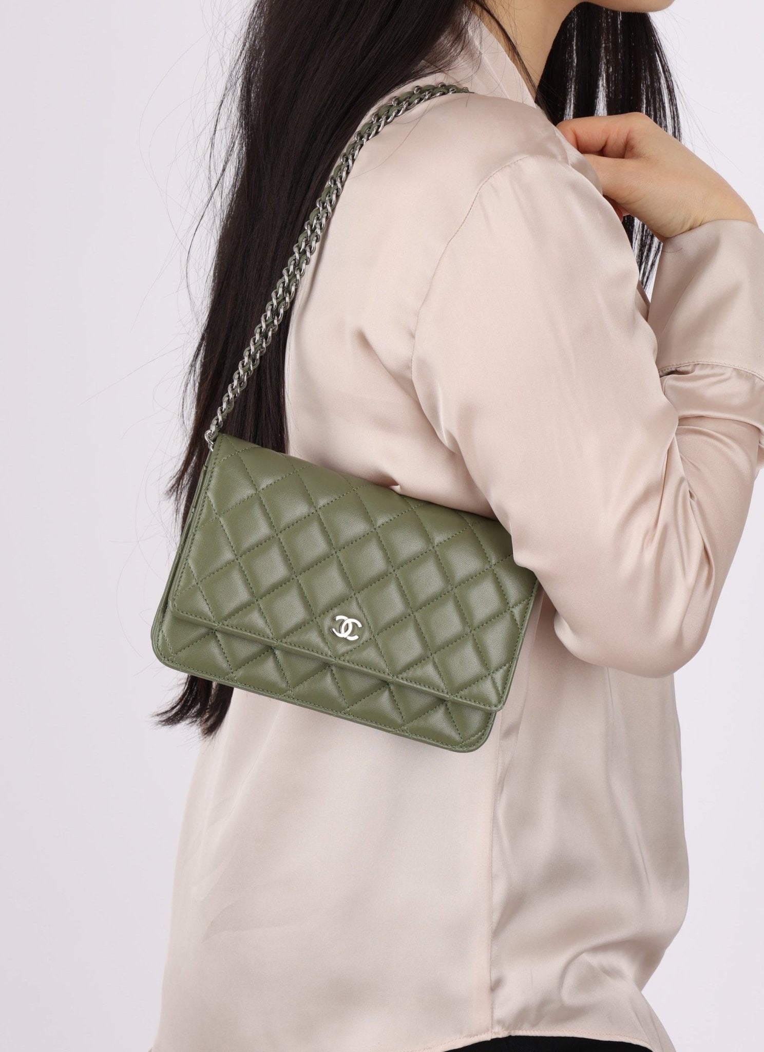 Chanel Sage Lambskin Wallet on Chain - FashioNica