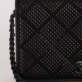 Chanel So Black Satin Crystal Studded Turnlock Wallet on Chain - FashioNica