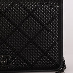 Chanel So Black Satin Crystal Studded Turnlock Wallet on Chain - FashioNica