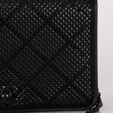 Chanel So Black Satin Crystal Studded Turnlock Wallet on Chain - FashioNica