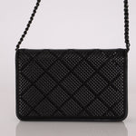 Chanel So Black Satin Crystal Studded Turnlock Wallet on Chain - FashioNica