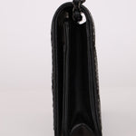 Chanel So Black Satin Crystal Studded Turnlock Wallet on Chain - FashioNica