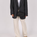 Chanel So Black Satin Crystal Studded Turnlock Wallet on Chain - FashioNica