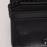 Chanel So Black Satin Crystal Studded Turnlock Wallet on Chain - FashioNica