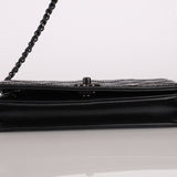 Chanel So Black Satin Crystal Studded Turnlock Wallet on Chain - FashioNica