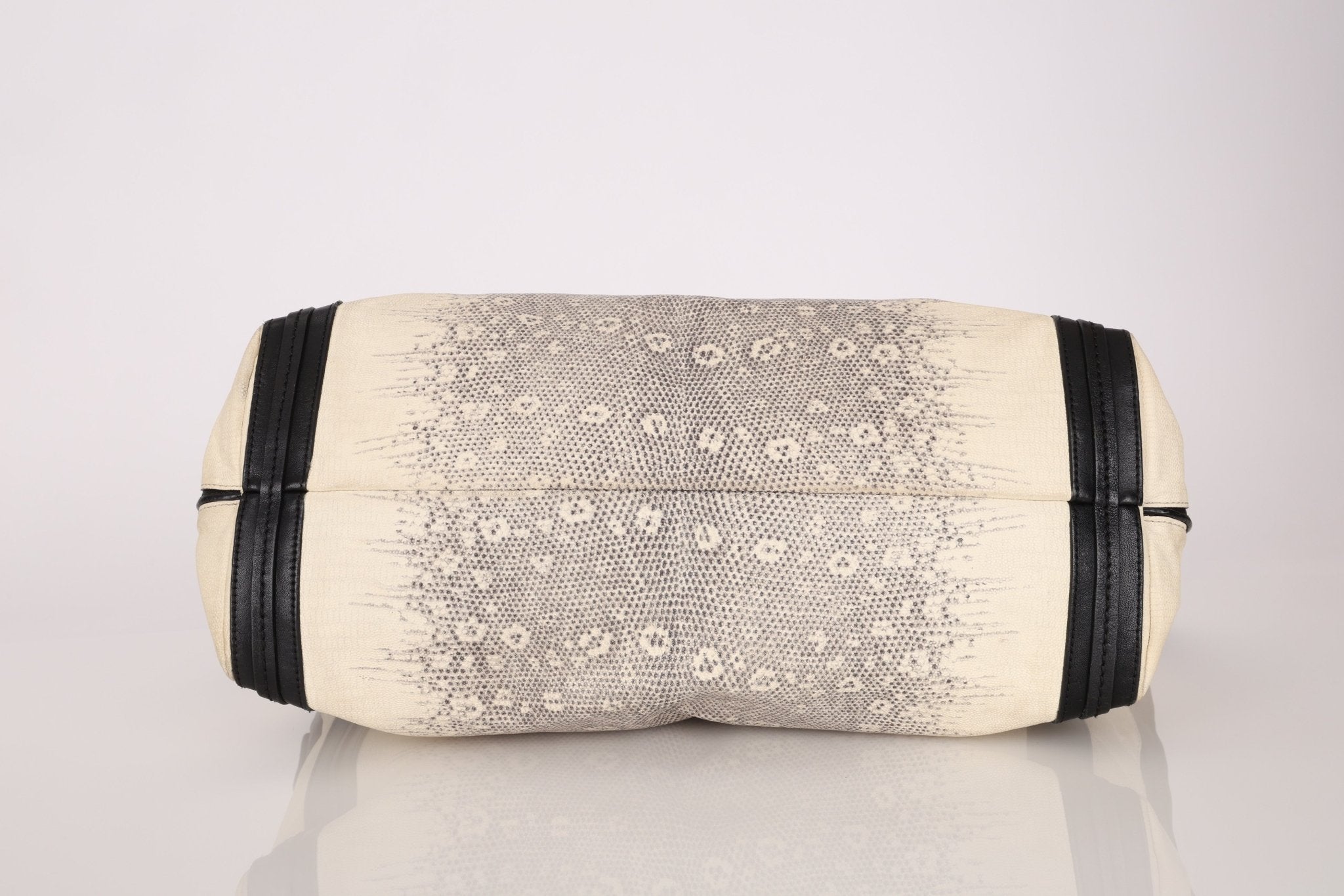 Chloe Opal & Black Embossed Ring Lizard Allison Tote Bag - FashioNica