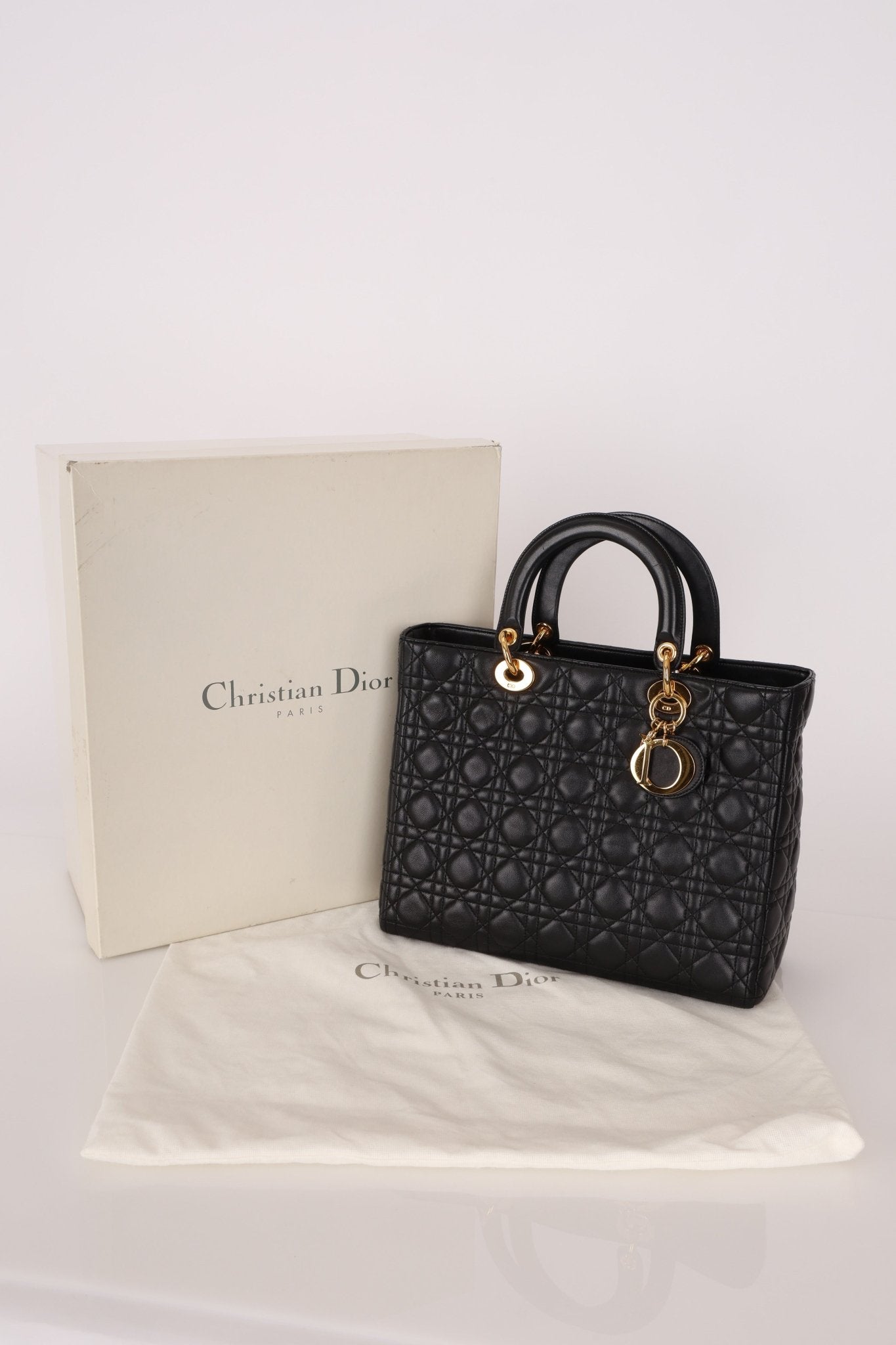 Christian Dior 1990s Cannage Large Lady Dior GHW - FashioNica