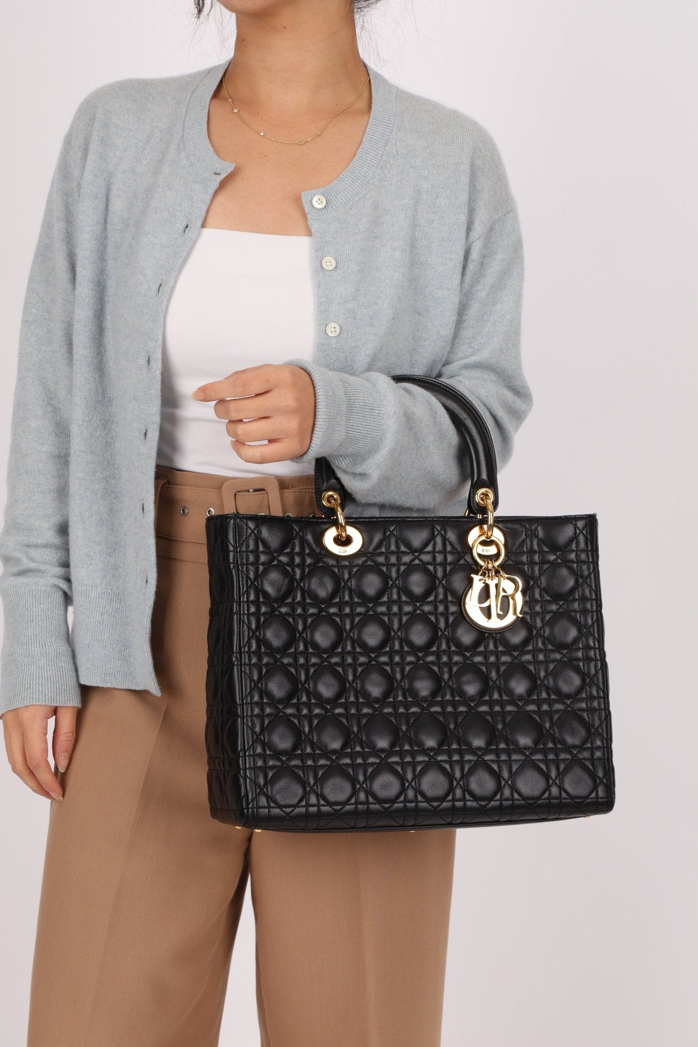 Christian Dior 1990s Cannage Large Lady Dior GHW - FashioNica