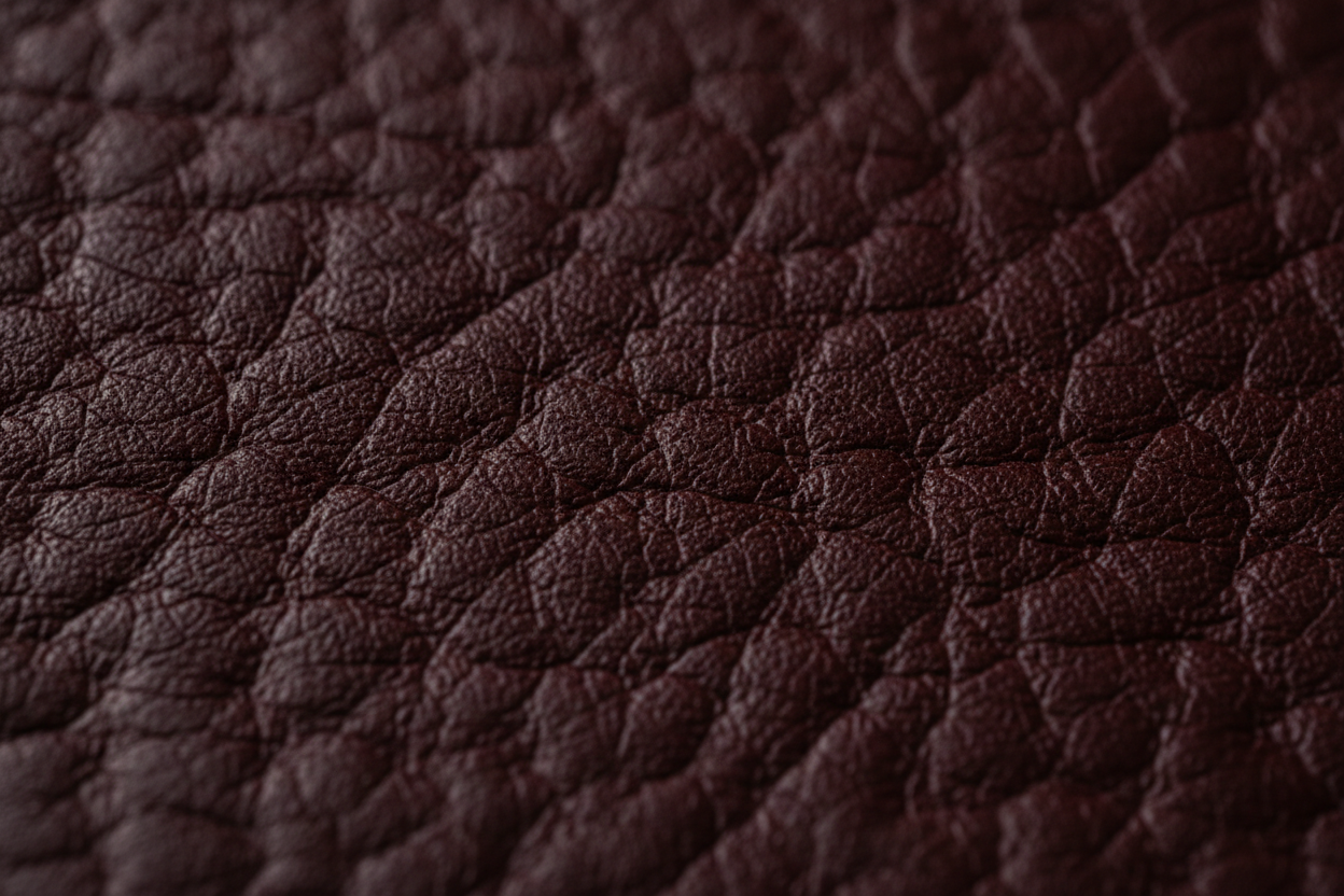 Close up picture of leather with grains showing. Make the leather color similar to #5F211B