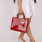 Dior 1997 Boxcalf Large Lady Dior with Strap - FashioNica